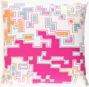 Surya Macro 18"L X 18"W Accent Pillow – Durable Cotton Design For Modern Decor, Made In India, Spot Clean Magenta Cotton Acr002-2222p