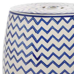 Safavieh Salana, 18 Inch, Navy/White, Ceramic Garden Stool​ White / Navy Ceramic ACS4604B