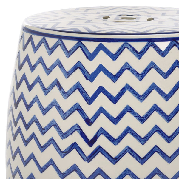 Safavieh Salana, 18 Inch, Navy/White, Ceramic Garden Stool​ White / Navy Ceramic ACS4604B