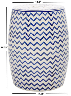 Safavieh Salana, 18 Inch, Navy/White, Ceramic Garden Stool​ White / Navy Ceramic ACS4604B