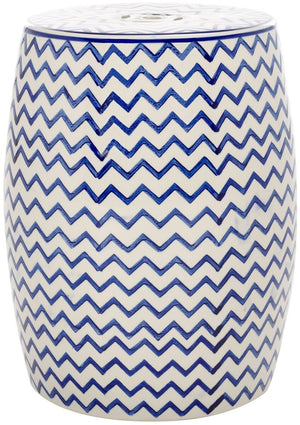 Safavieh Salana, 18 Inch, Navy/White, Ceramic Garden Stool​ White / Navy Ceramic ACS4604B