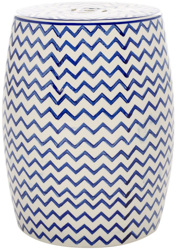 Safavieh Salana, 18 Inch, Navy/White, Ceramic Garden Stool​ White / Navy Ceramic ACS4604B