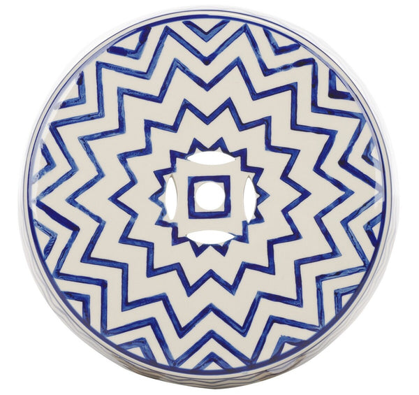 Safavieh Salana, 18 Inch, Navy/White, Ceramic Garden Stool​ White / Navy Ceramic ACS4604B