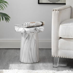 Safavieh Noldita, 15.75 Inch, White Marble, Ceramic Garden Stool White Marble 13.25 x 13.25 x 15.75