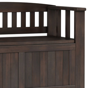 English Elm Acadian Handcrafted Entryway Storage Bench with Lift-Top Seating, Solid Wood, Transitional Design Dark Brown B136P158298