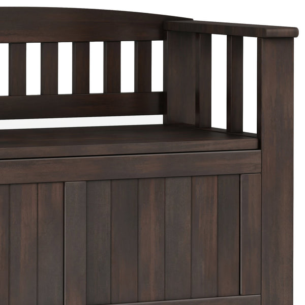 English Elm Acadian Handcrafted Entryway Storage Bench with Lift-Top Seating, Solid Wood, Transitional Design Dark Brown B136P158298