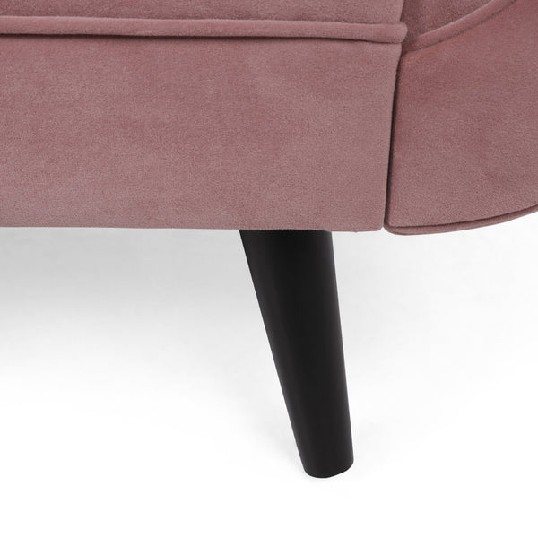 English Elm Chaise Lounge Velvet Upholstered with Birch Legs Elegant Salon Style Living Room Accent Pink 69103.00DUSPNK