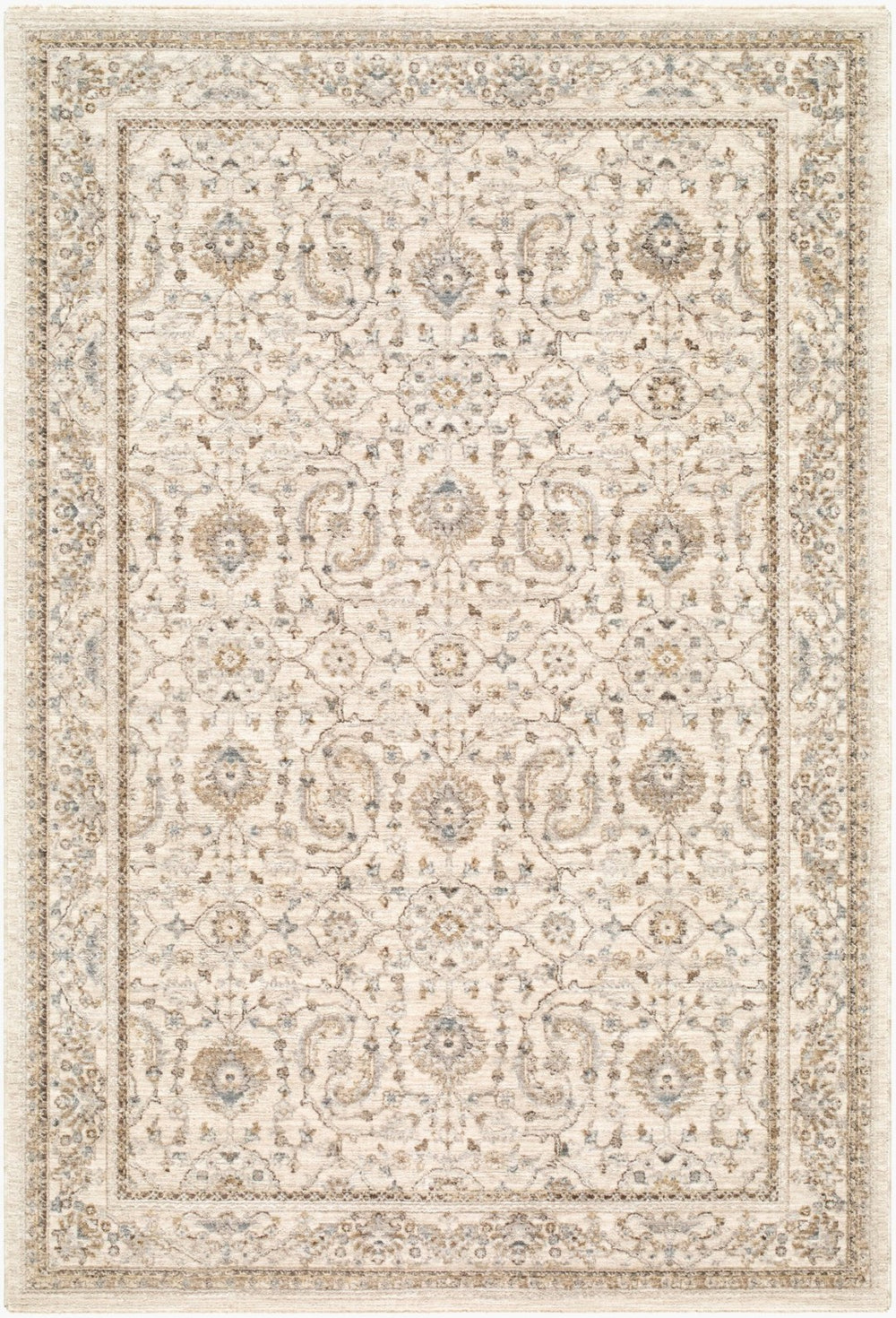 Livabliss Arda Machine Woven Polyester Area Rug with Traditional Turkish Motifs and Fringed Edges Light Gray, Tau 7'10" x 10'2" ACZ2301-710102