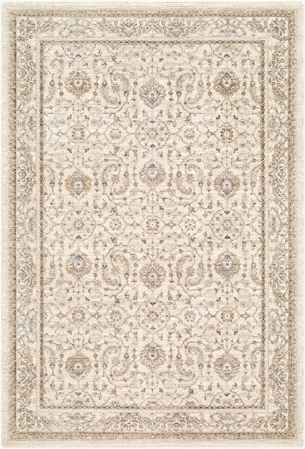 Livabliss Arda Machine Woven Polyester Area Rug with Traditional Turkish Motifs and Fringed Edges Light Gray, Tau 7'10" x 10'2" ACZ2301-710102