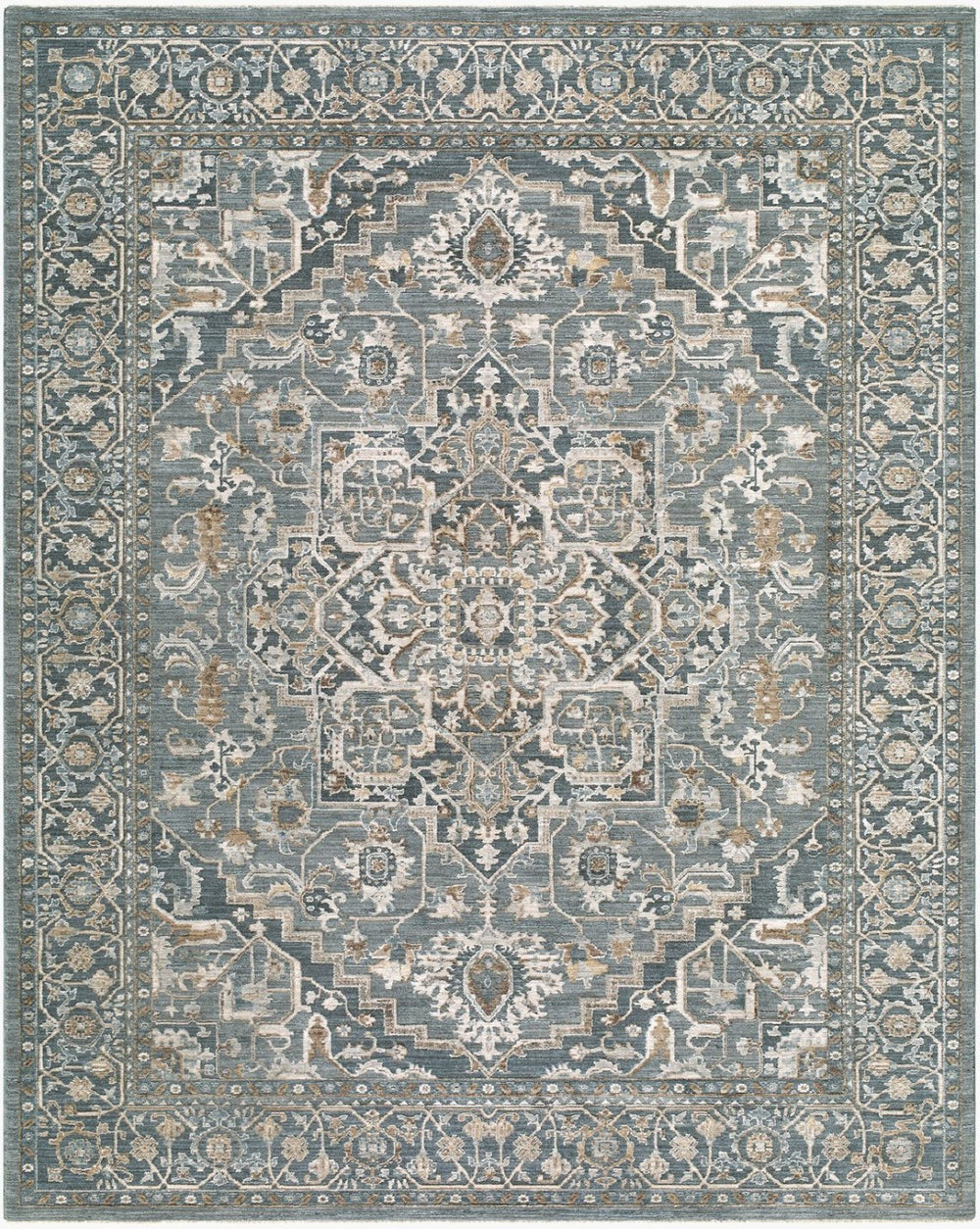 Livabliss Arda Traditional Fringe Area Rug Turkish Woven Polyester for Living and Dining Rooms Deep Teal, Dark 2'7" x 10' ACZ2306-2710
