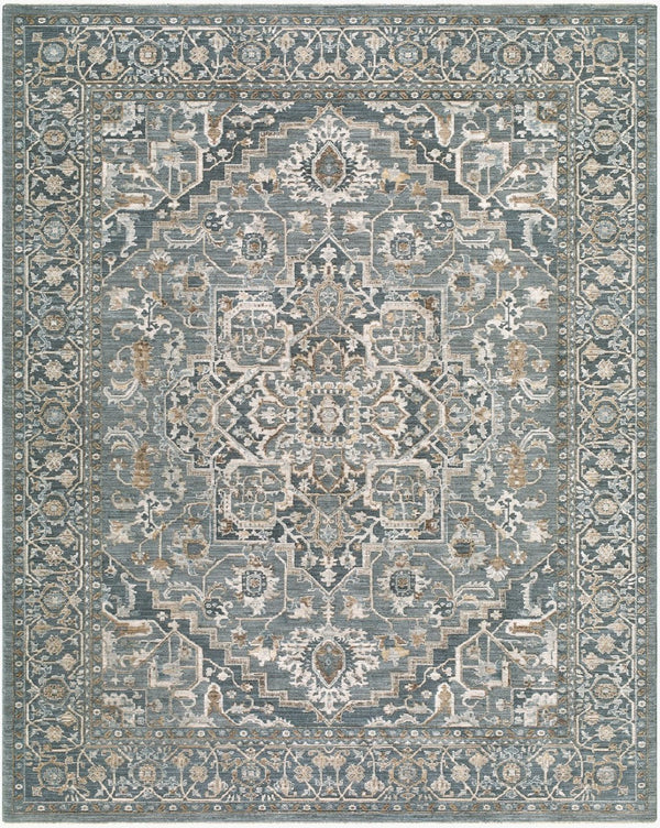 Livabliss Arda Traditional Fringe Area Rug Turkish Woven Polyester for Living and Dining Rooms Deep Teal, Dark 7'10" x 10'2" ACZ2306-710102
