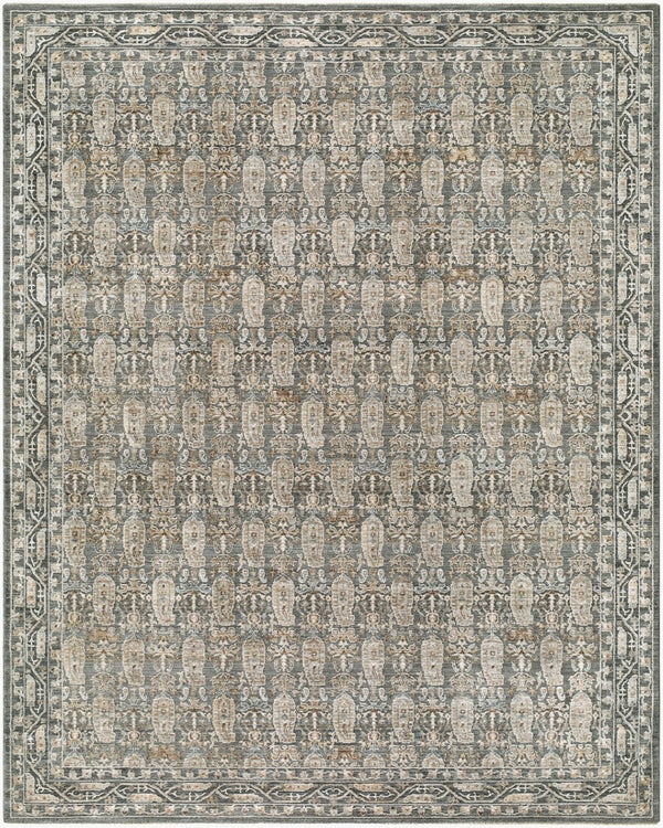 Livabliss Arda Traditional Medallion Polyester Area Rug with Fringe for Large Living Rooms Dark Green, Med 7'10" x 10'2" ACZ2309-710102