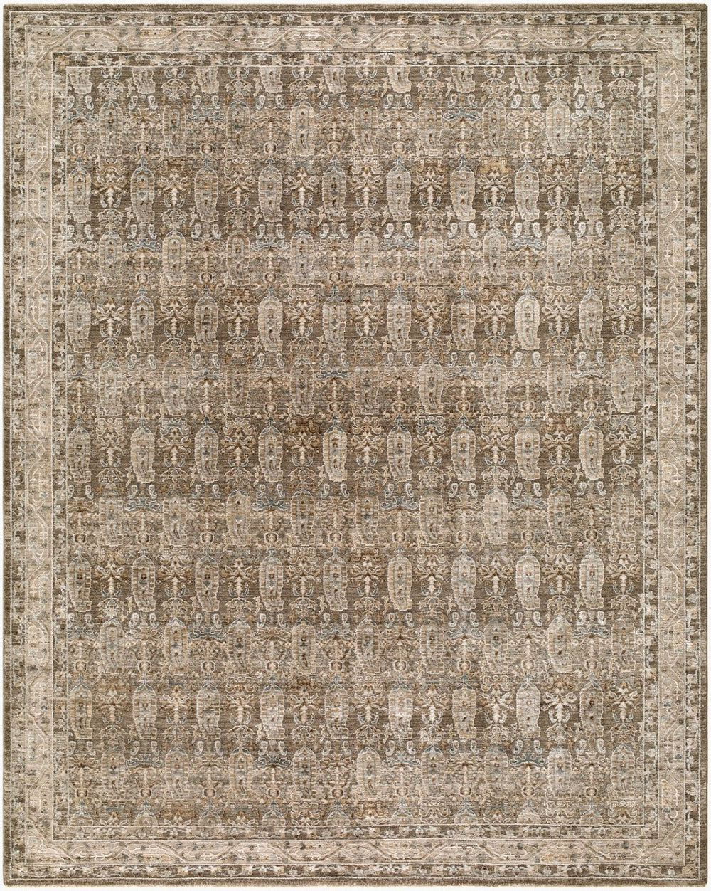 Livabliss Arda Machine Woven Polyester Area Rug with Oriental Motif and Fringe for Living Rooms Charcoal, Taupe 10' x 13'11" ACZ2311-101311