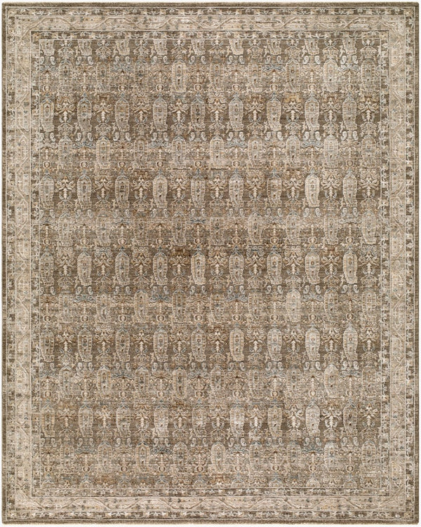 Livabliss Arda Machine Woven Polyester Area Rug with Oriental Motif and Fringe for Living Rooms Charcoal, Taupe 7'10" x 10'2" ACZ2311-710102