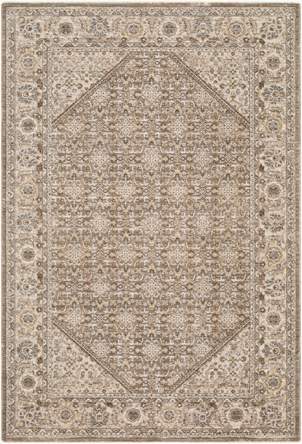 Livabliss Arda Traditional Fringe Area Rug Machine Woven Polyester Plush Living Room Floor Charcoal, Taupe 2'7" x 10' ACZ2313-2710