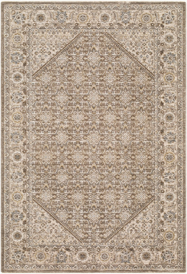 Livabliss Arda Traditional Fringe Area Rug Machine Woven Polyester Plush Living Room Floor Charcoal, Taupe 2'7" x 10' ACZ2313-2710