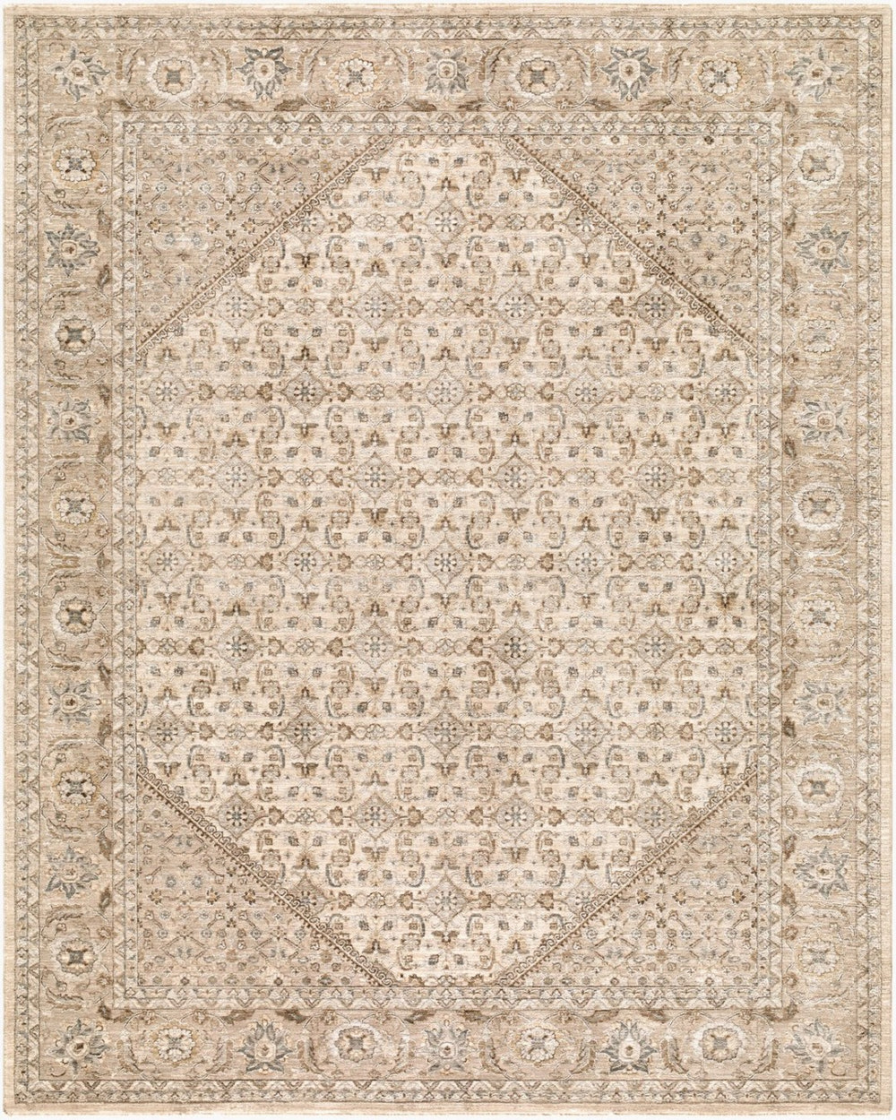 Livabliss Arda Turkish Machine Woven Medallion Area Rug with Fringe for Living and Dining Rooms Light Gray, Tau 6'7" x 9'6" ACZ2315-6796