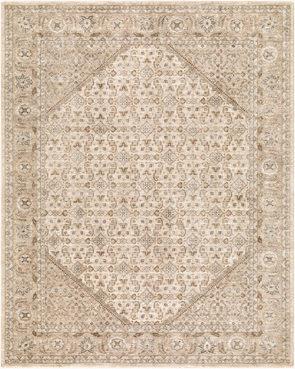Livabliss Arda Turkish Machine Woven Medallion Area Rug with Fringe for Living and Dining Rooms Light Gray, Tau 7'10" x 10'2" ACZ2315-710102