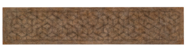 Hooker Furniture Americana Parquet Trestle Console Table — Honey Oak Top, Molasses Base, Distressed Antique Charm, 16" Depth 7050-80151-89