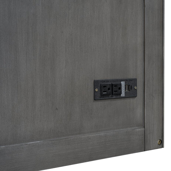 English Elm Queen Murphy Wall Bed with Pull Out Storage Drawer and Built in Usb Charging Gray LP000428AAE