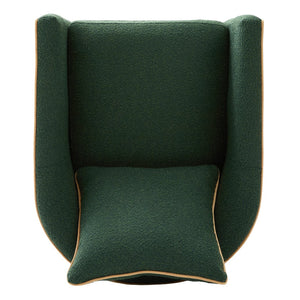 English Elm Swivel Barrel Accent Chair Boucle Upholstered with 360 Base for Living Room Corners Green N763P376127F