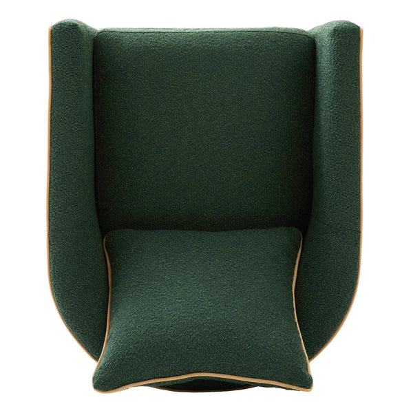 English Elm Swivel Barrel Accent Chair Boucle Upholstered with 360 Base for Living Room Corners Green N763P376127F