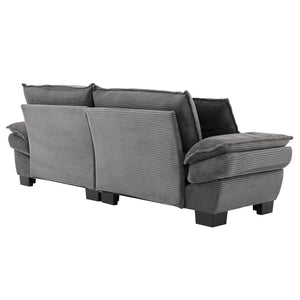 English Elm Corduroy Stylish Sleeper Sofa Loveseat with Dual-Layer Cushions & Two Support Pillows, Sturdy Frame Grey W676P184143