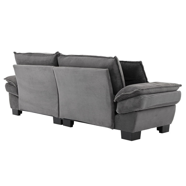 English Elm Corduroy Stylish Sleeper Sofa Loveseat with Dual-Layer Cushions & Two Support Pillows, Sturdy Frame Grey W676P184143