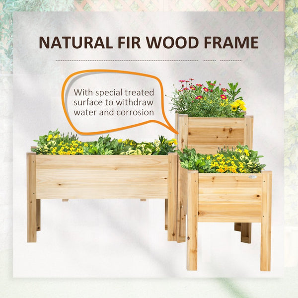 English Elm Outsunny Set Of 3 Raised Wooden Planters With Legs, Perfect For Growing Vegetables, Herbs & Flowers W2225P217243-GIGA