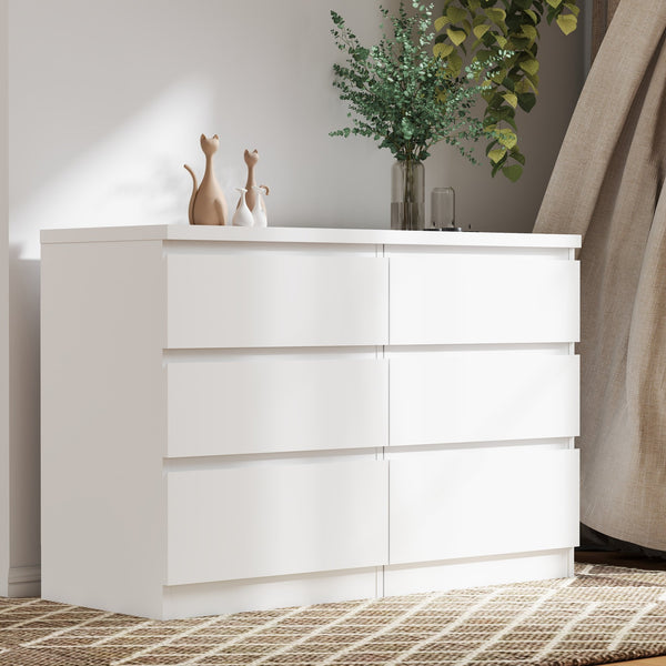 English Elm 19.7-inch Matte Finish 3 Drawer Nightstand Set of 2 Handle Free Modern Bedroom Storage White W3151S00079