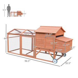English Elm Wooden Backyard Chicken Coop with Galvanized Wire Run Nesting Box and Ramp Door T3971S00001