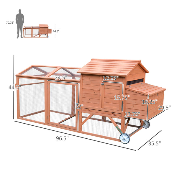 English Elm Wooden Backyard Chicken Coop with Galvanized Wire Run Nesting Box and Ramp Door T3971S00001