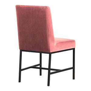English Elm Blenor Pink Velvet Dining Chair Set of 2 with Diamond Stitching, Plush Cushioned Back & Black Legs B2736P354297