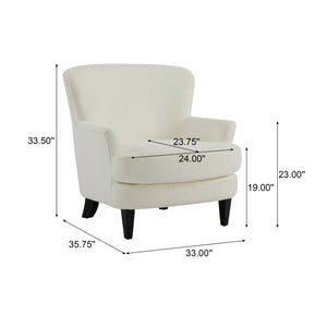 English Elm Christopher Knight Home® - Gerald Boucle Upholstered Club Chair with Tapered Birch Legs, Tonal Piping and Cozy Texture Black,Off White 33 L x 32.75 W x 30 H N776P243523W