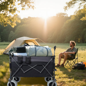 English Elm 9" Balloon Wheel Folding Wagon Heavy Duty 480lb All Terrain Oxford Fabric Cart W2932P317113