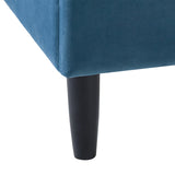 Queen Bed Set: Aspen Vertical Tufted Headboard in Satin Teal Blue Velvet