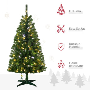 English Elm Homcom 5Ft Prelit Artificial Christmas Tree With 152 Led Lights, Auto Open & Festive Foliage Display W2225P249675