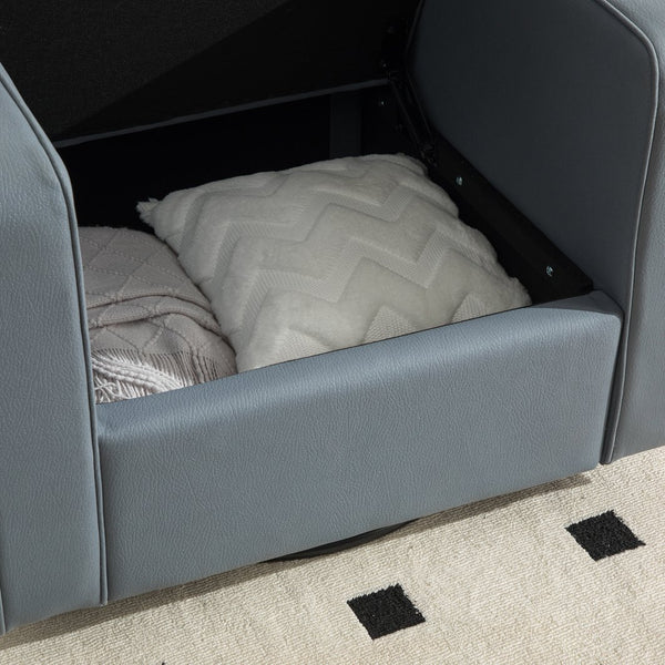 English Elm 33.6''w Swivel Club Chair Tech Cloth Upholstery Hidden Storage Square Accent Seat Blue W3098S00049
