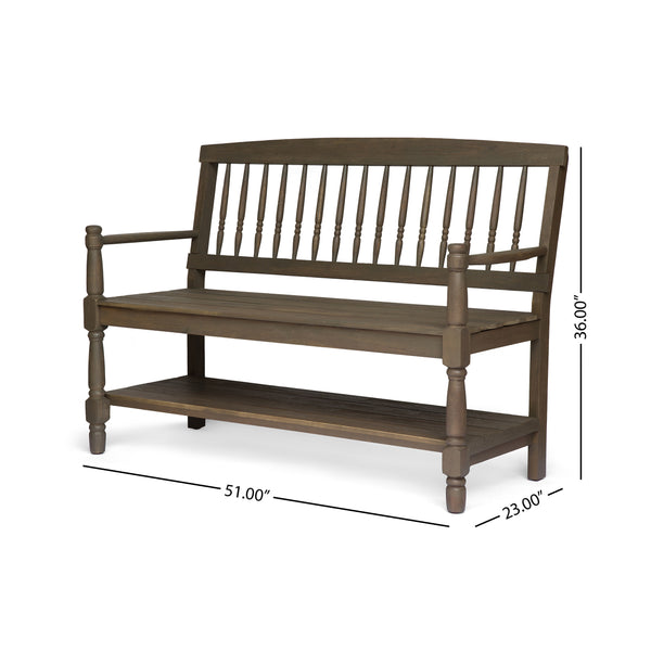 English Elm Christopher Knight Home® - Imperial Bench - Elegant Acacia Wood Storage Seat With Distressed Gray Finish For Home & Entryway 62539.00SGRY