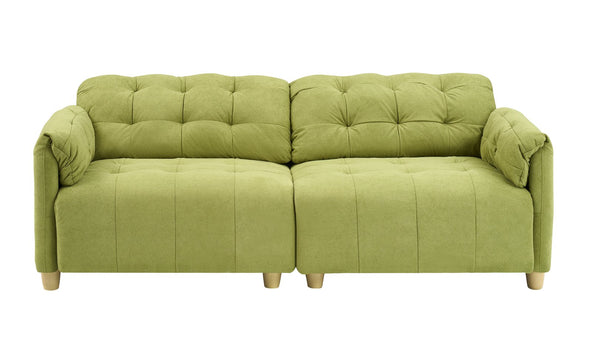 English Elm French Retro Cloud Fabric Double-Seat Sofa — Compact Solid Wood Frame, Sponge Comfort, 500lb Capacity Green W1658S00119