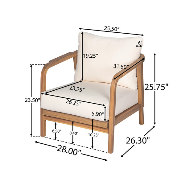 English Elm Christopher Knight Home® - 28" Outdoor Lounge Chair With Woven Backrest, Weather-Resistant Cushions & Solid Wood Frame For Patios N767P255015T