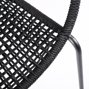 English Elm Snack Woven Rope Steel Stackable Dining Chairs Bistro Set of Two Modern Outdoor B2736P464890