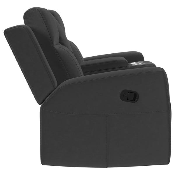 English Elm Slater Manual Reclining Loveseat with Center Console and Suede Leatherette Upholstery Charcoal B062P440400