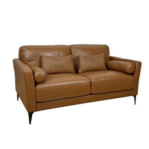 English Elm Tussio Italian Genuine Leather Loveseat with Tailored Cushions and Five Accent Pillows B2726P457658