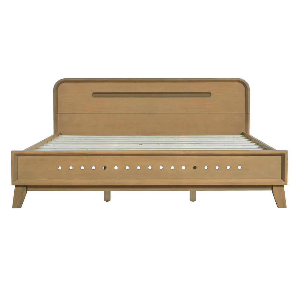 English Elm Christopher Knight Home® - Pine Solid Wood Queen Bed - Rustic Yellow Finish, Easy Assembly, No Box Spring Needed, Sturdy Design N770P291028N_N770P291029N