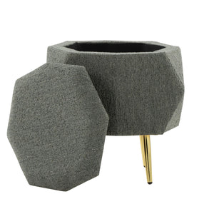 English Elm Ottoman Upholstered Storage Footrest with Metallic Legs for Living Room Bedroom Gold,Green B202P471507