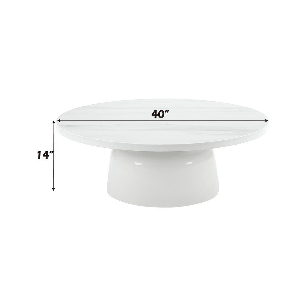 English Elm Zaid Round Engineered Marble Top Coffee Table with Sculptural Pedestal Base B2726S00081