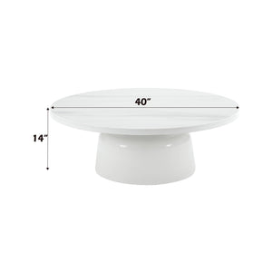English Elm Zaid Round Engineered Marble Top Coffee Table with Sculptural Pedestal Base B2726S00081