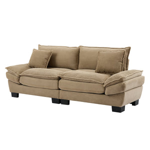 English Elm Corduroy Modern Sofa Sleeper Loveseat with Double-Layer Cushions, Two Pillows, Sturdy Frame 84" khaki W676P227338
