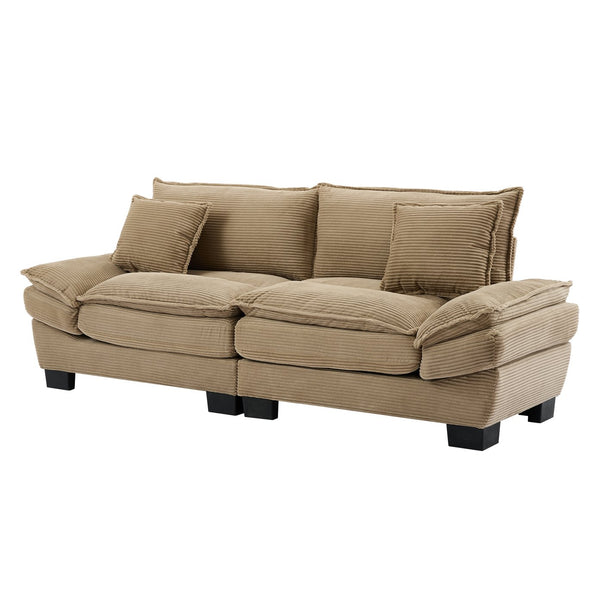 English Elm Corduroy Modern Sofa Sleeper Loveseat with Double-Layer Cushions, Two Pillows, Sturdy Frame 84" khaki W676P227338